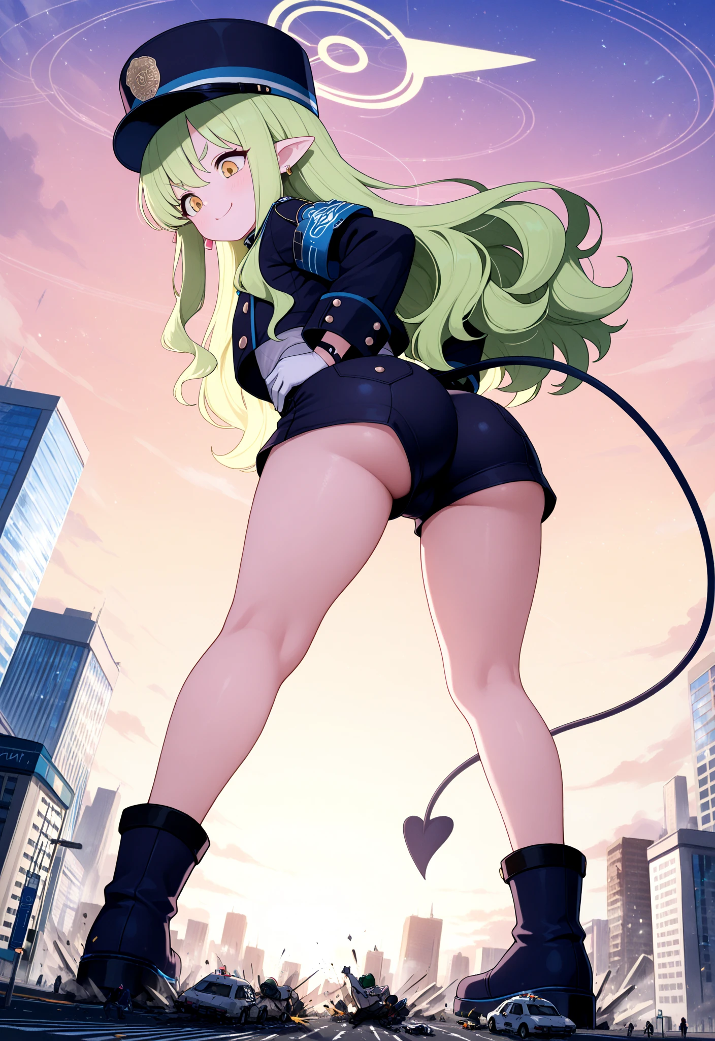 a cartoon picture of a woman in high heels flying through the air, giantess art, cutesexyrobutts, low view, thicc, long elegant tail behind, thick tail, bending over, commission for high res, tail, lit from behind, beautiful anime girl squatting, oc commission, large thighs, thick smooth warframe thighs, shapely derriere
