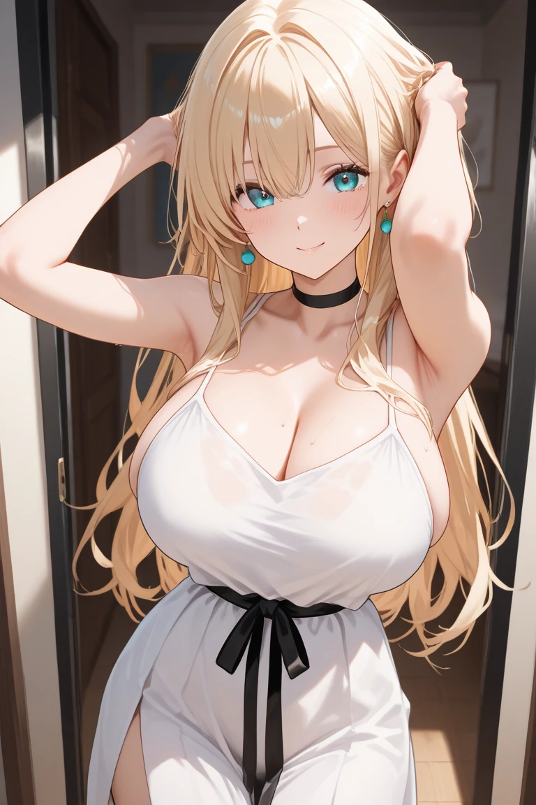 Masterpiece, Best Quality, Beautiful Girl, Blonde, Silver Eyes, Dark Skin,