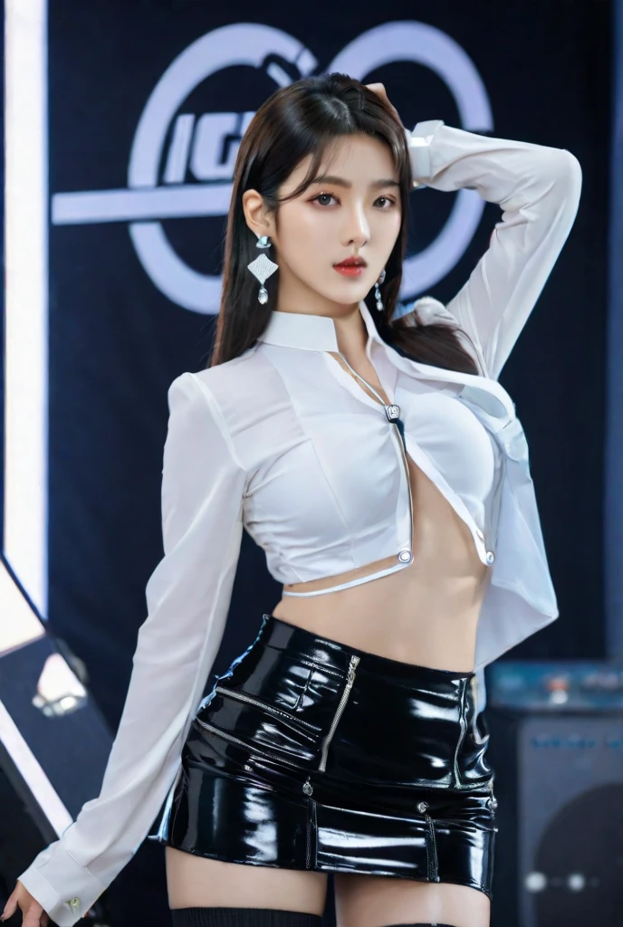 Carrot、Supermodel、Perfect build、Muchimuchi、Three girls are looking at the viewer、 3 girls、、Thighhighs、beautiful feet、hot pants、coat、cyber punk、headphone、gentle smile、Seen by girls from below、Innocent face
