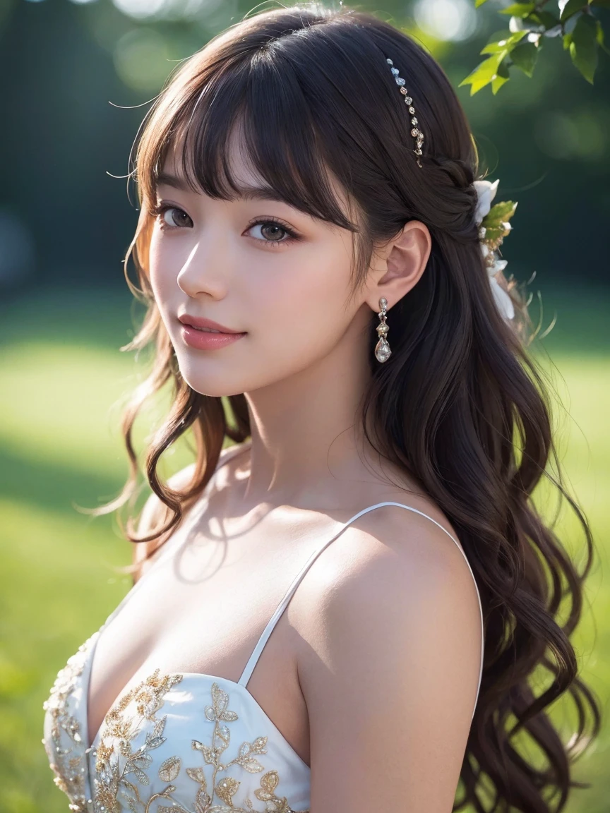 ((best qualtiy,8K,masterpiece:1.3)),focal:1.2,Cute Girl One,Perfect beauty:1.4,breads:1.2,(Layered hairstyle,beauty breast:1.1)),(Bandeau Wedding Dress:1.1),(Bedrooms:1.3),Highly detailed face and skin textures,Detailed eyes,二重まぶた,Whitened skin,Delicate lips,