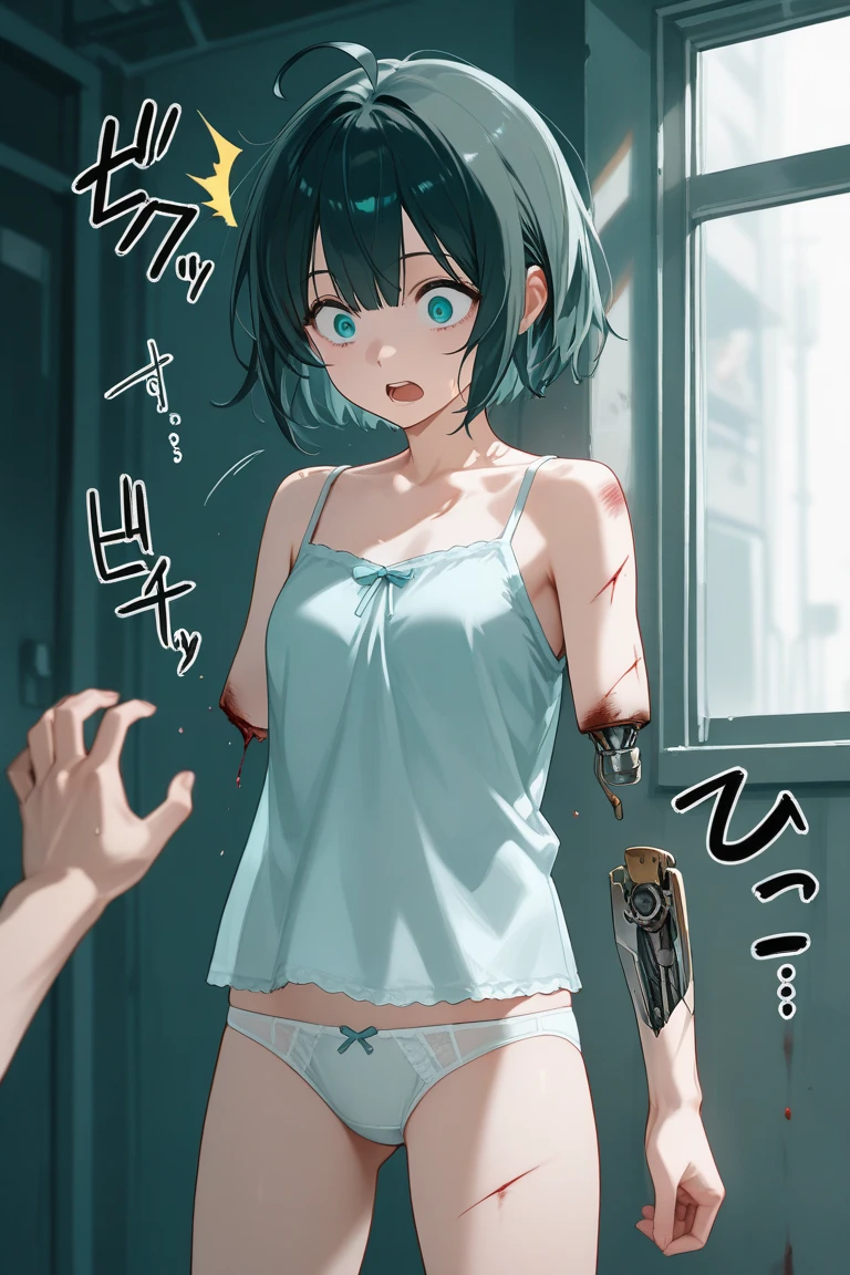 One Naked Girl、Japanese Style School、At the garbage station、Hands tied behind back、Wide-open legs、Lying、tits、Nipples、Pussy、Dark pink hair、Expressionless and dead-eyed、With tears in their eyes、Looking down、blue eyes、looking at the camera、Bob Hair、The body is black and dirty with dust.