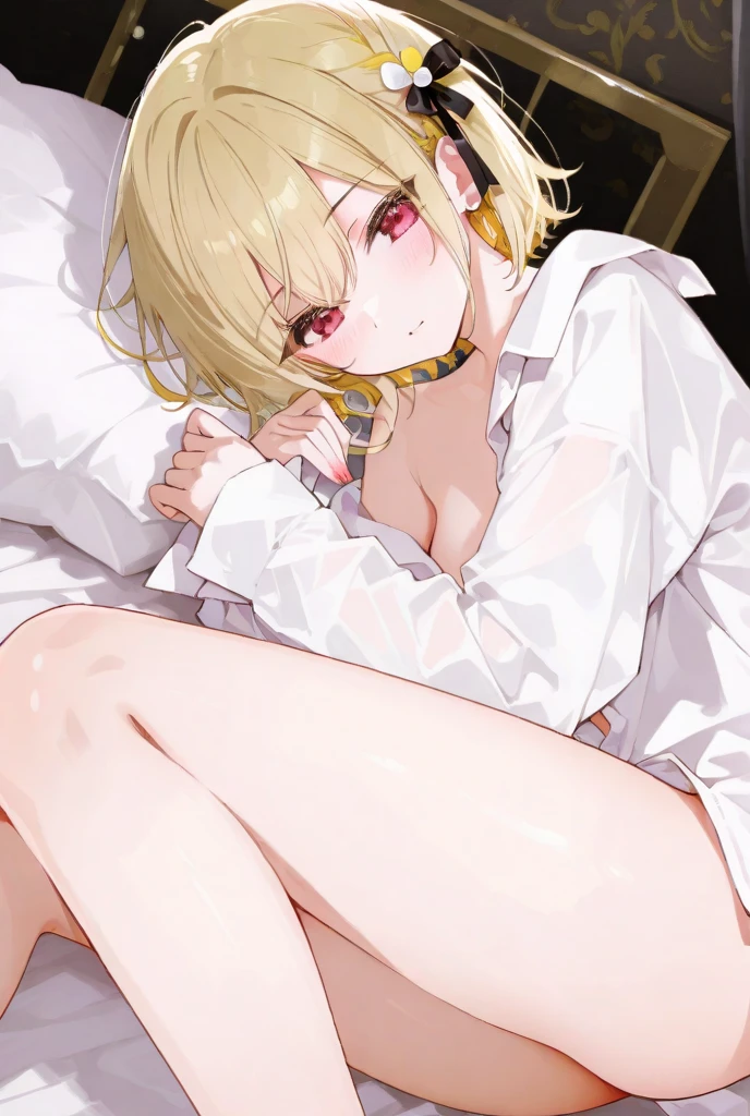 Himiko Toga with black fishnet stockings and a black skirt (naked) (exposed armpits) (separating the legs) putting his fingers deep in the vagina