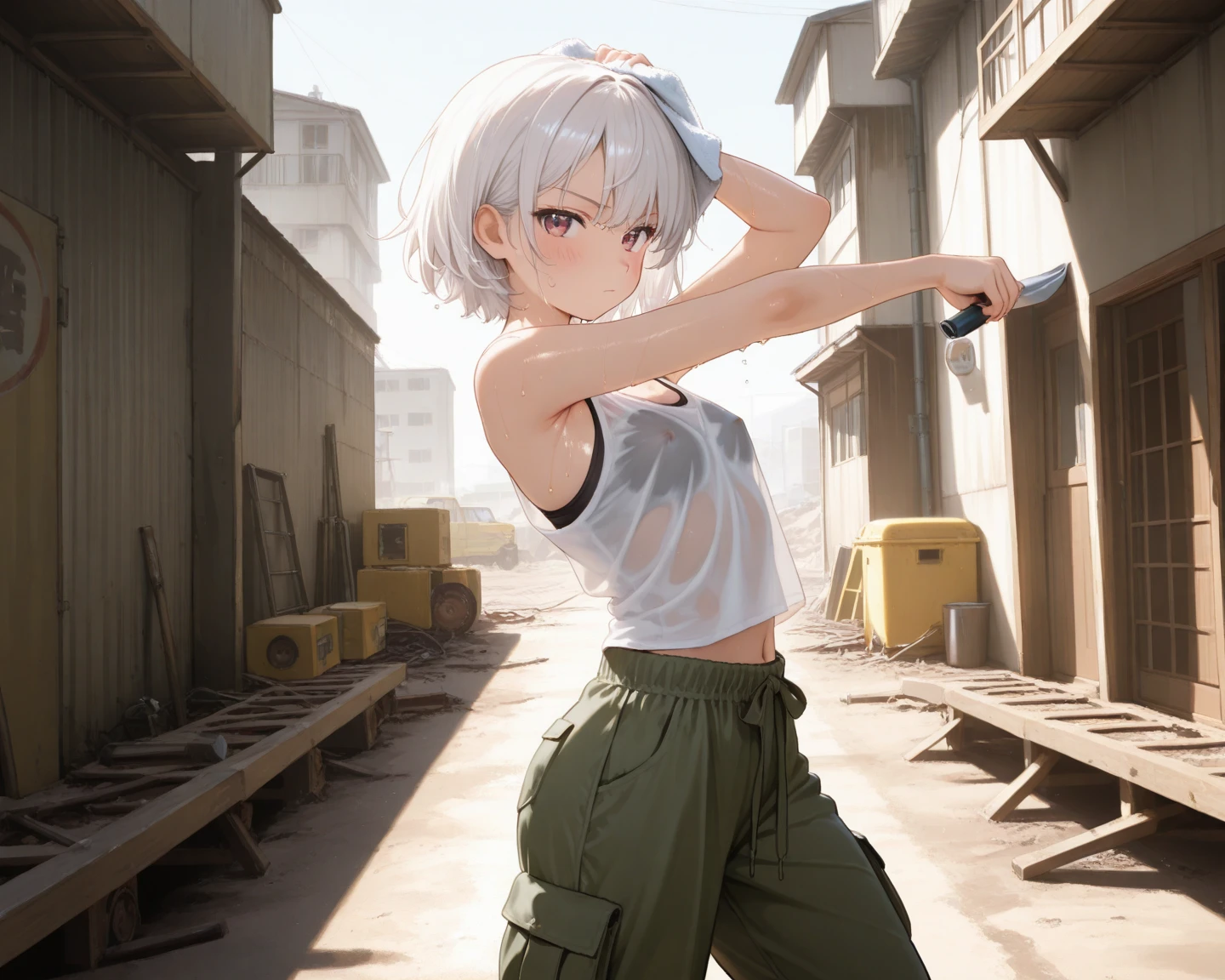 masterpiece, best quality,anime style, 1 girl,(((slender body))), (((small eyes,small breast))),(((gym uniform))),(((((3 monkey grabbing the girl))))),((((cum facial)))), (beautiful face), (((short hair))), (((straight hair))), ((((silver hair)))),detailed beautiful skin, (perfect hands, perfect anatomy)