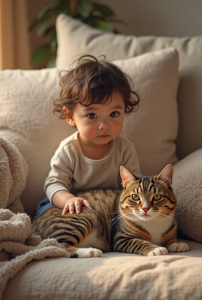 Cat illustration, man, cute, baby face