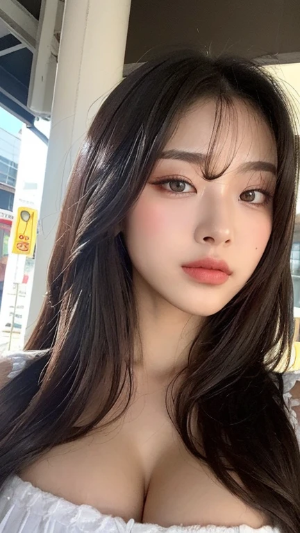 ​masterpiece、top-quality)、1 beautiful girl、((Wearing black sunglasses )), (Detailed beautiful eyes), ((Detailed skin)) , ((Detailed medium hair)), in the dark、((Boyish Brown Medium Hair))、((Smaller face))、((Neutral face))、((Face seen from the side))、((Light brown eyes))、((Korean Girl))、((18year old))、((cool lady))、((A shy smile on his face))、((Korean Makeup))、((elongated and sharp eyes))、((Happy dating))、((boyish))、((Shot from the same height as your face)、full body , RAW photos, on the white villa ), ((CG rendering)), ((Blurred background)), ((16K)),  ((Very detailed)), ((wallpaper)), ((depth of field)), ((movie light)), (( Ray tracing)).