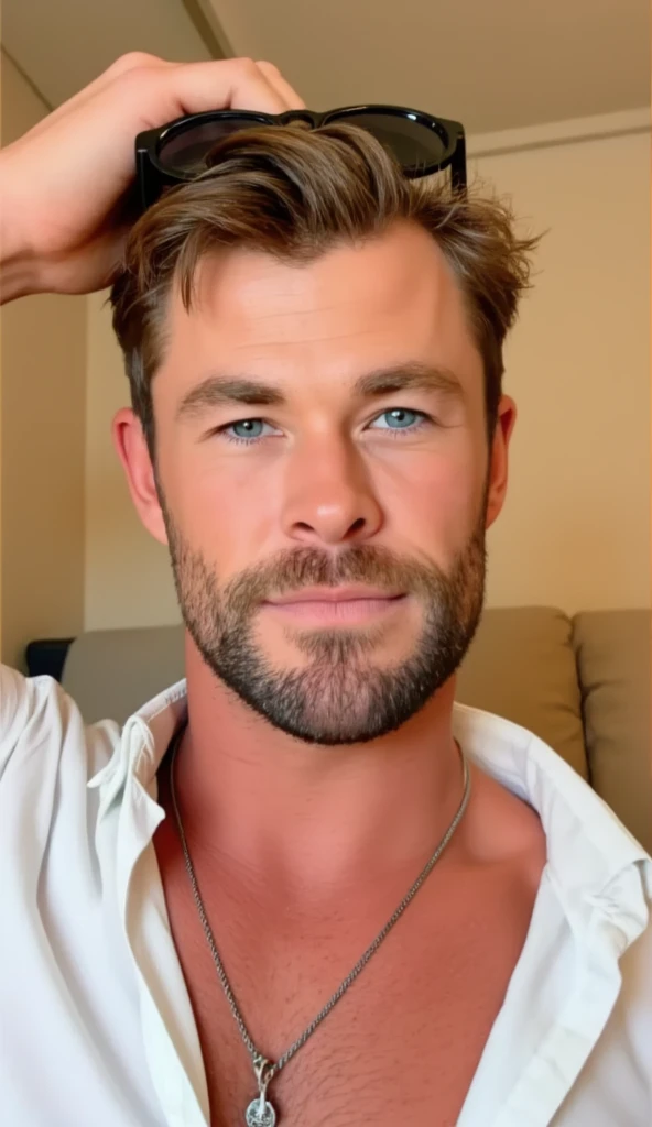 Selfie in the bathroom Chris Hemsworth Thor without T-shirt