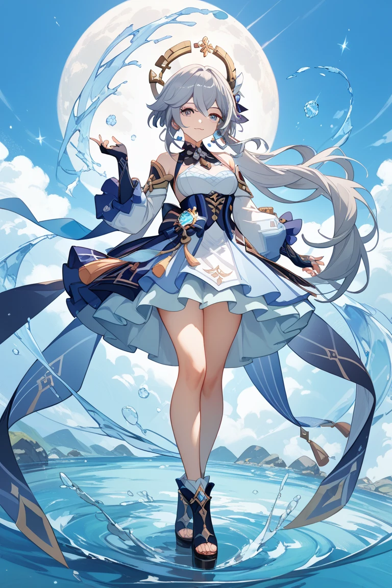 Magical girl，Magical girlのようなポーズ，whole body，white hair，Lovely