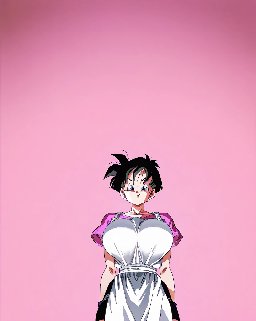 Vegeta, E cup size Breast, garter belt, female saiyajin armor, showing of tanga under skirt, blush