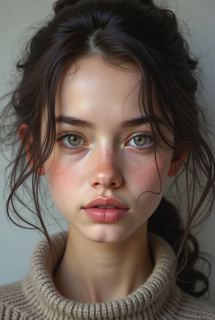 (hyperrealistic rendition of, ultra detailed, realistic, high definition:1.2) <lora:sd15_OliviaChristie_v1:.9> OliviaChristie, focus on eyes, close up on face, smile, color lemon hair styled messy bun hair, vignette,