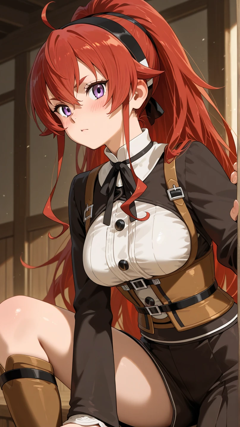 (((masterpiece))),(best quality), 1girl,solo, extremely detailed, detailed face,detailed eyes,illustration,2k,(full body:1.2),
makima \(chainsaw man\),standing, red hair, long braided hair, golden eyes, bangs, white shirt, necktie,(sinister smirk),
((In the corridor)),looking at viewer, the portrait is centered,(close-up:1.4),upper body,(from above:1.4),(wide-angle lens:1.2),(Fisheye effect:1.1),head sideways,evil,
looking at viewer, (bow one's head),(night),(Holding a knife:1.2),
scared, horrified,(constricted pupils:1.5),(crazy smile:1.2),