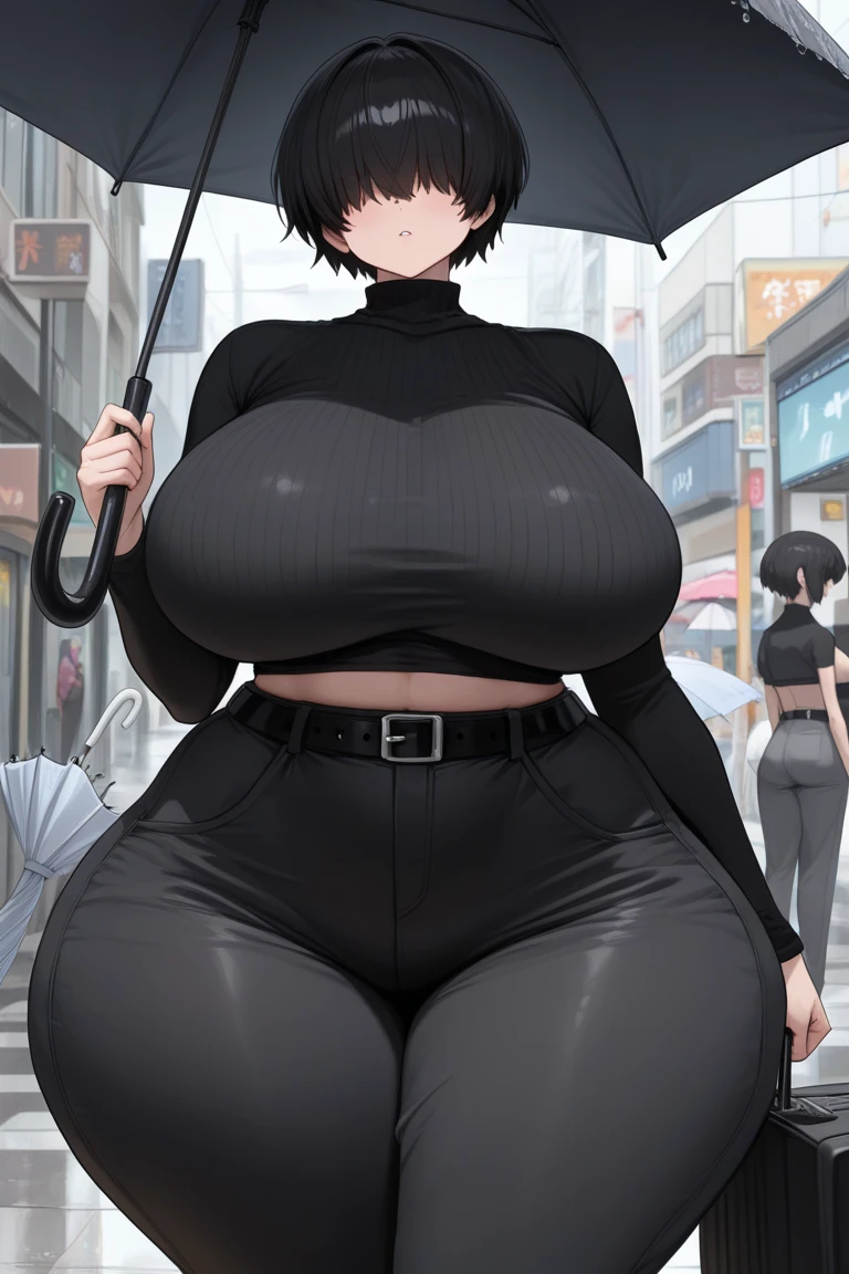 A 40-year-old woman with huge breasts at the Comiket venue、She&#39;s wearing a bikini and doing squats with her legs apart on stage.。There are people around々are gathering。This is a high resolution image.。