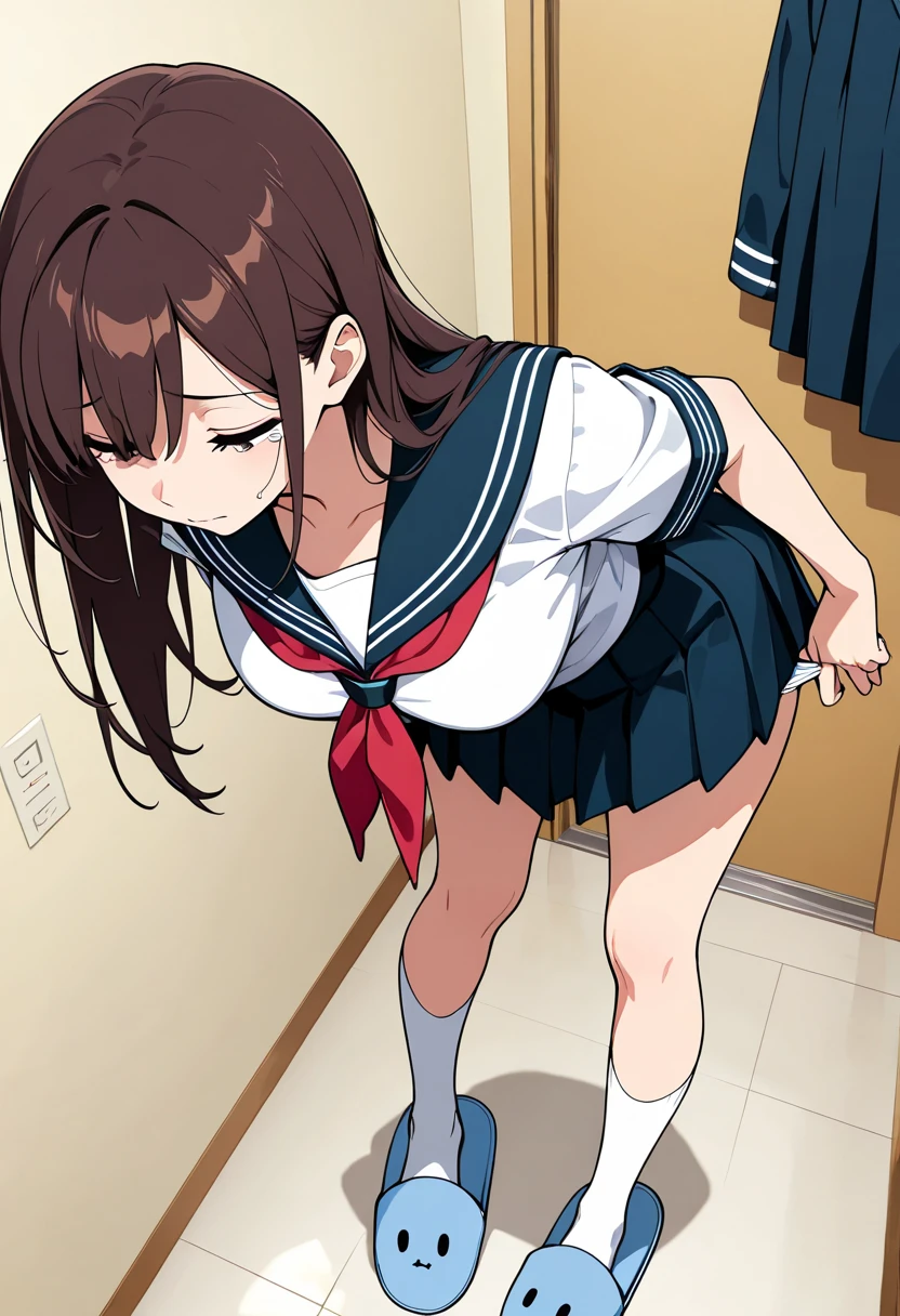 Reina Kousaka:1.6,(cel anime:1.2), (from very below,ceiling:1.5),(day:1.7), (back shot,ass,butt up from miniskirt,back view,ass,butt up from miniskirt,from behind:1.4),(thighs:1.3),(Very pretty panties from miniskirt:1.2), (back facing:1.2), (ass view from miniskirt:1.3),(sweat skin:1.3),(cute cheerleader uniform costume,cute blue_super_short_miniskirt,cute_white_panties:1.7), black_hair,long_hair:1.2,(rope shibari over the clothes:1.5),(arms behind back:1.3), (upskirt,panties focus:1.4),(spread legs while standing:1.4),
1 girl, 18yo,Young female,Beautiful Finger,Beautiful long legs,Beautiful body,Beautiful Nose,Beautiful character design, perfect eyes, perfect face,
(frown,shame,embarrassed,anger,troubled eyebrows,crying,opened eyes tightly, closed mouth,clenching teeth,full face blushing,glaring,looking back:1.2),looking at viewer:1.3,
NSFW,official art,extremely detailed CG unity 8k wallpaper, perfect lighting,Colorful, Bright_Front_face_Lighting,
(masterpiece:1.0),(best_quality:1.0), ultra high res,4K,ultra-detailed,
photography, 8K, HDR, highres, absurdres:1.2, Kodak portra 400, film grain, lens flare, (vibrant_color:1.2)
(Beautiful,medium_Breasts,natural pointy tits:1.3), (beautiful_face:1.5),(narrow_waist),