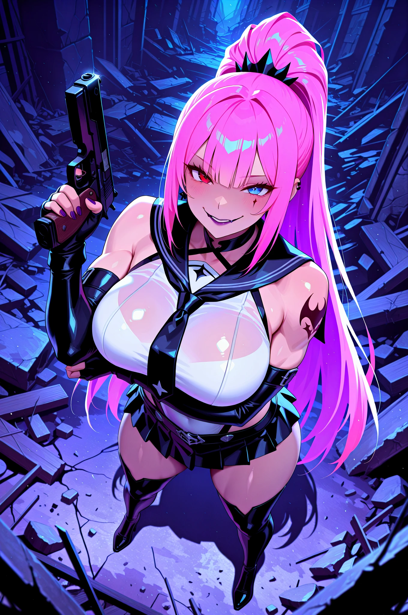 ((Horror))、((Poster Style))、(background、Virgin Mary)、ax、woman、underwear、Chest exposed、Shaking breasts、Beautiful nipples、Erect nipples、Breast milk、Pale white light、sexy、occult、Bloody、Iron mackerel、(Crotch exposed)、pubic hair、Crotch facing the screen、genital、Blood red、Eyeball、Sparkling magenta eyes、Chainsaw Woman、Dripping 、ax、psychopath、Illuminates green、Legs open、Ecstasy