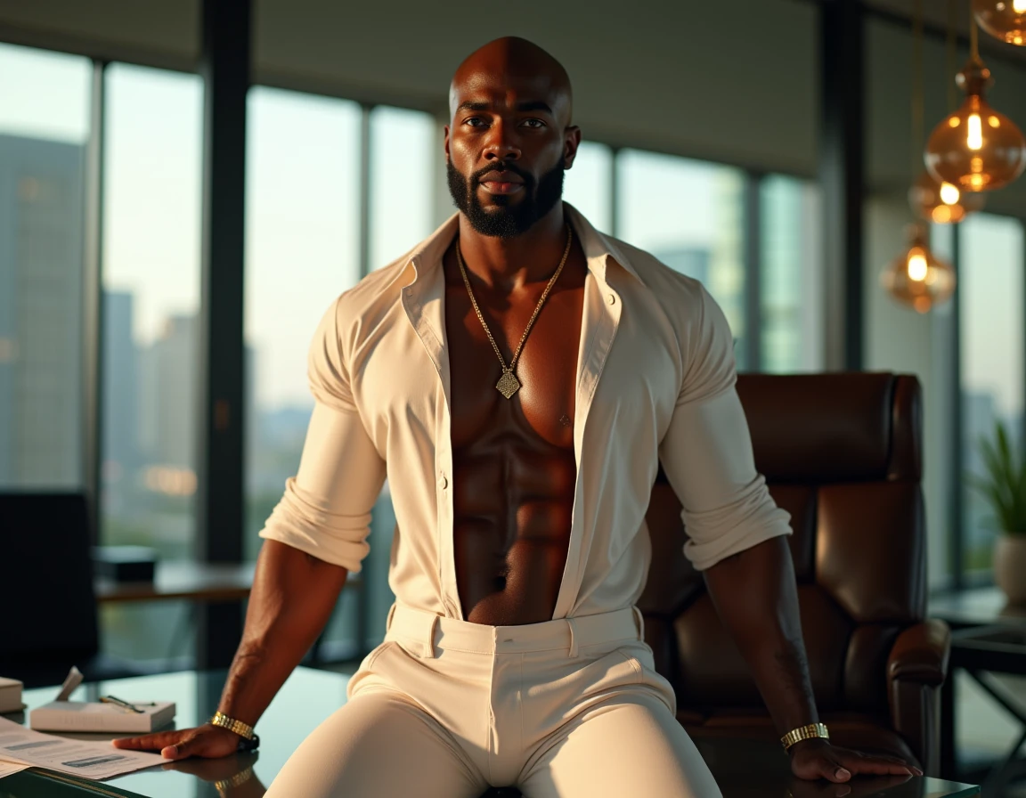 40 years old，Hidetoshi Nakata，（Kogoro Mori 1.3），Oriental face，whole body，Lean，muscle，office，Kneeling，black，foot，White socks，Baldhead ，transparent，Thick body hair，underwear，Topless，Densely hairy，Fortitude，HD，With a mustache