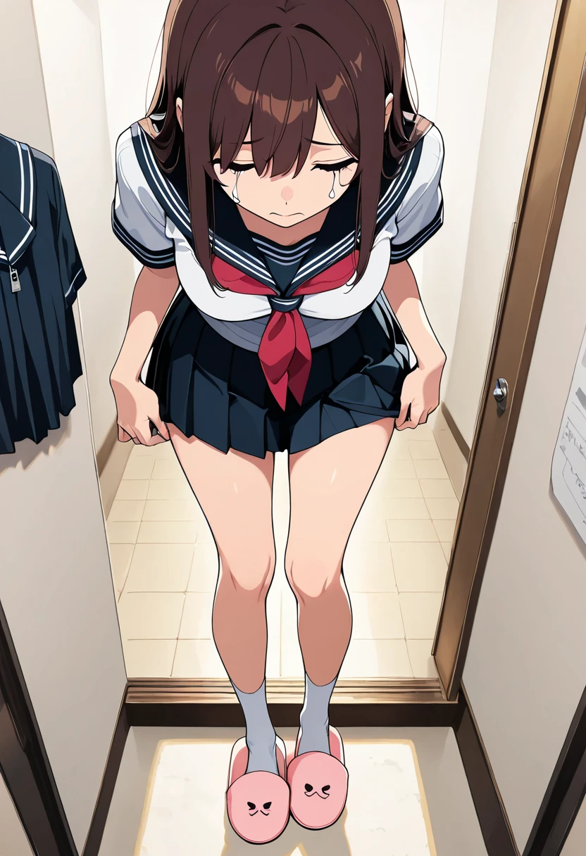 (((picture perfect))), 1girl, solo, azusa nakano, , jacket, looking at viewer, smile,miniskirt,(((lift skirt,panties)))