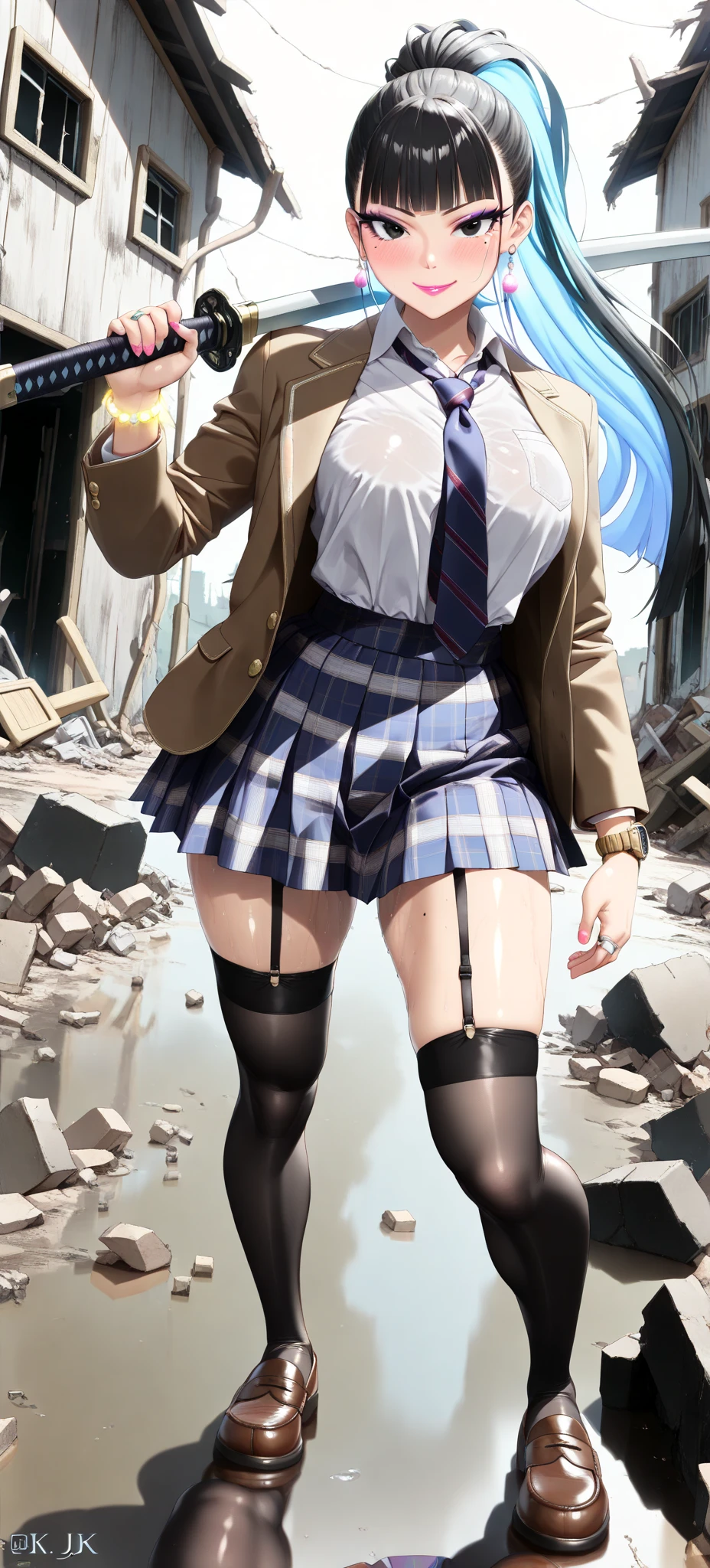 (Giantess Elements, High resolution, high quality, Accurate body structure, Detailed body), Japanese schoolgirl, Sailor suit, Towering Giant Girl, Looking up at a woman approaching from below, giant attacks city, cute, girl Destroy a small town, Destroy a small town, Naughty look, Japanese, White skin, smile, trampling buildings, rubble, Burning Small Town, destroyed small building, Collapsed highway, Cars are crushed, Evacuation of residents, sunset, Burning Small Town, please, walk, Trampling, Anatomically correct, Accurate human body, Accurate skeleton, Full body portrait, blue eyes, rubble scattered at feet, Higher than skyscrapers, Major impact, wonderful, Giantess Elements, Draw a woman in a big way, The rise of disruptive factors, making city smaller, rampage, city, building,