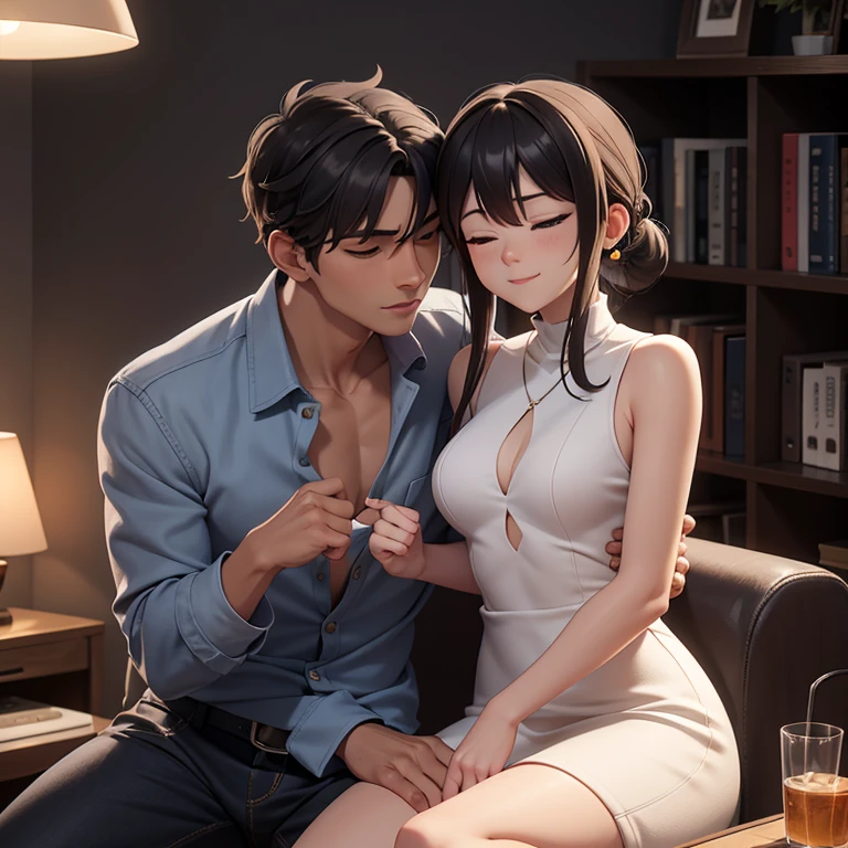 (In 8K, raw photo, top quality, Masterpiece: 1.2), very detailed, ultra high resolution, (realistic, realistic: 1.37), portrait, High-definition raw color photos, professional photography, Very detailed and beautiful, 8K Photo Wallpaper, amazingly detailed, huge file size, official art, very detailed CG Unity 8K 월페이퍼, very detailed 아름다운 소녀, very detailed 얼굴, very detailed 눈, very detailed 피부, very detailed 손가락, very detailed 코, very detailed 입, complete anatomy, complicated background, detailed clothing, ((1 person: woman and strong man: 1 person)), (20's: 1.2), in her 20's, a cute girl, realistic body shape, , White skin, glowing skin, slim body, black hair, (Short hair), (well-groomed bangs: 1.3), cute faces, lifelike face, delicate eyes, proposed order, ((restroom)), ((no bra)), ((I'm taking a shower)), ((Elastic D cup)), ((A woman's breasts are exposed)), ((A man hugs a woman from behind and grabs her breasts.)), ((black panties)), ((Standing posture)), ((A man is hugging a woman from behind)), ((completely naked man)), ((A man grabbing a woman's breasts)), ((A man presses his penis into a woman's buttocks from behind.)), ((man with white hair: 1 person)), ((Distinguish between male and female arms)), ((A woman's arm around a man's neck)), ((Full body shot with legs apart)), ((The woman turns around and kisses the man)), ((men and women who have)), ((sexy pose)), Nipple rings, necklace, cowboy shot, ((Sideways)), contrast, dynamic lighting, ((Elastic E cup)), ((huge breasts)), ((cleavage of breasts)), ((small and beautiful pink areolas,,,,,,,,,)), ((Look behind you)), ((expression of enduring pain)),