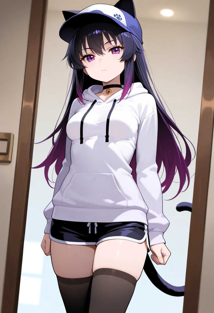 Girl with white sweatshirt. And purple thong