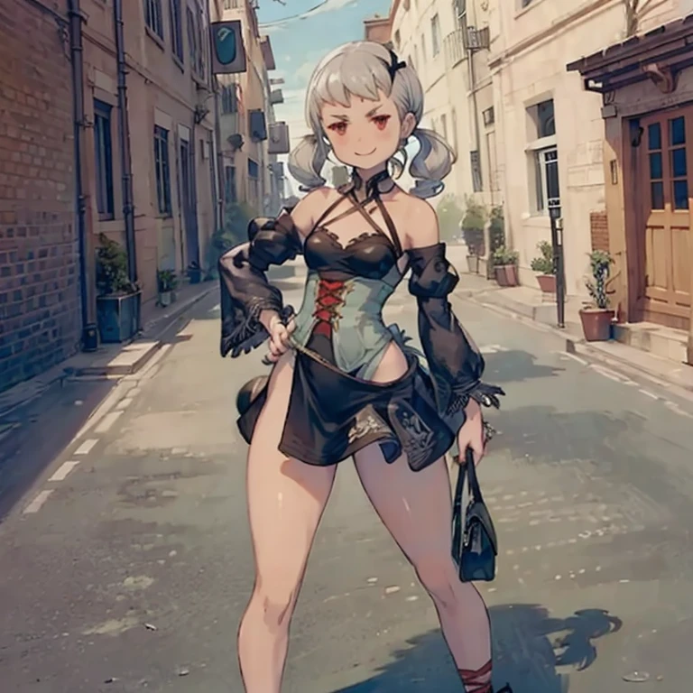 One Girl、Beautiful silver hair、((((Very short hair))))、blue eyes、(hair band)、cowboy shot, from behind, back shot, from below,(((Blunt bangs))), Monte Carlo Street Circuit, Racing Car, Racing Bike, Promotion Girl, , Lace-up boots, ((plunging swimwear))、Holding an umbrella、((Medium chest)), 24-years-old、 (((Woman with dark skin, Sunburned))), (((skinny))),Tight waist、smile、Enchanting anime girl, Fine details, Top rated on pixiv, Melon Books, (((anime_Screen Cap))), animeted gif, (((Underbust))), smile、sexy pose, bewitching pose, ((arched back)),