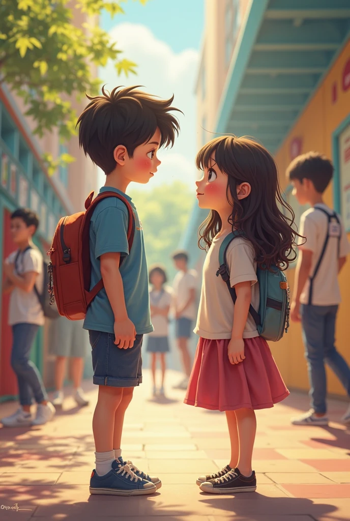In classmates,a poor boy who is poor and bullied by other students but a girl will help him