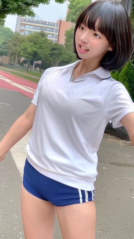 Highly detailed CG Unity 8k wallpaper, with the best quality, Super detailed, masterpiece, realistic, Realistic Photos, Highly detailed cute girl, 1, solo、slender, tall 165cm, (sexy golf wear) , (golf mini flared skirt) , (hugging a golf driver),  (wearing golf gloves)、smile , round eyes, slender body, natural breasts、viewers watching, full body shot , golf course , Sun visor, ((low angle photo)), (panties),nsfw, ribbon,ponytail,tongue out,