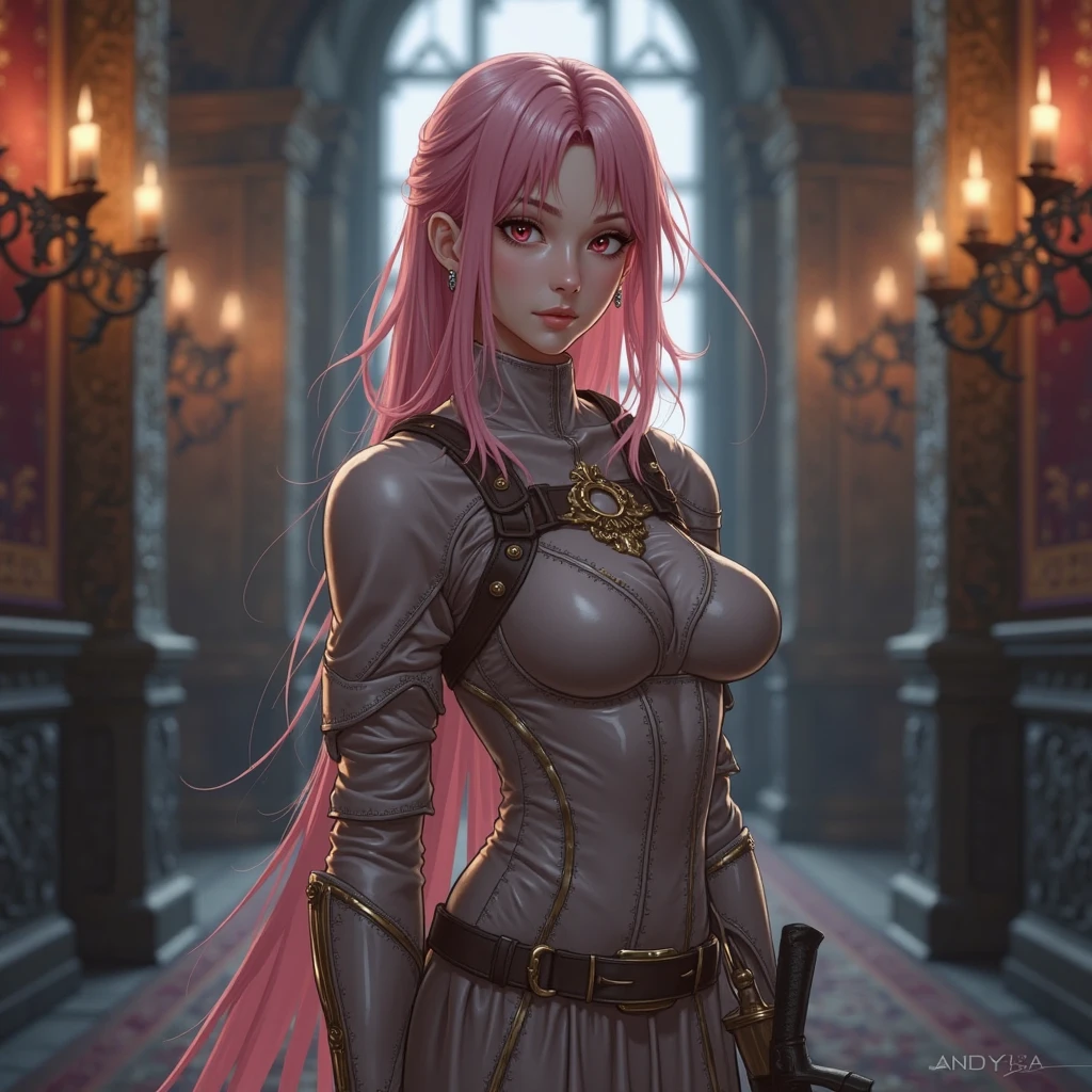 (masterpiece, highres) <lora:add_detail:0.5>, <lora:epi_noiseoffset2:1>, <lora:HauntingGroundDaniella:0.9>
HauntingGroundDaniella, 1girl, solo, long hair, breasts, medium breasts, weapon, purple hair, hair over one eye, blood, drill hair, glass shards