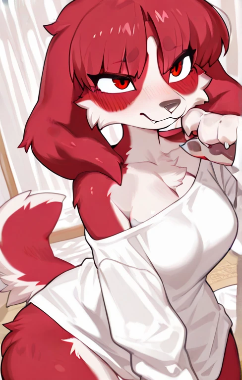 By zinfyu,by twistedscarlet60, uploaded on pixiv, by fluff-kevlar, (masterpiece), (best quality), (solo female:1.2), (extremely detailed:1.3),(detailed eye,black circle on eye,pink eye), lycanroc midnight, view on viewer, close view, shy face, half body on potrait, only body and head, close view, closeup photo of lycanroc, nude, sfw, in bathroom, bathing, in bath, in watter, siting in bath, siting in water, camera angle from top, half of her breast are in water