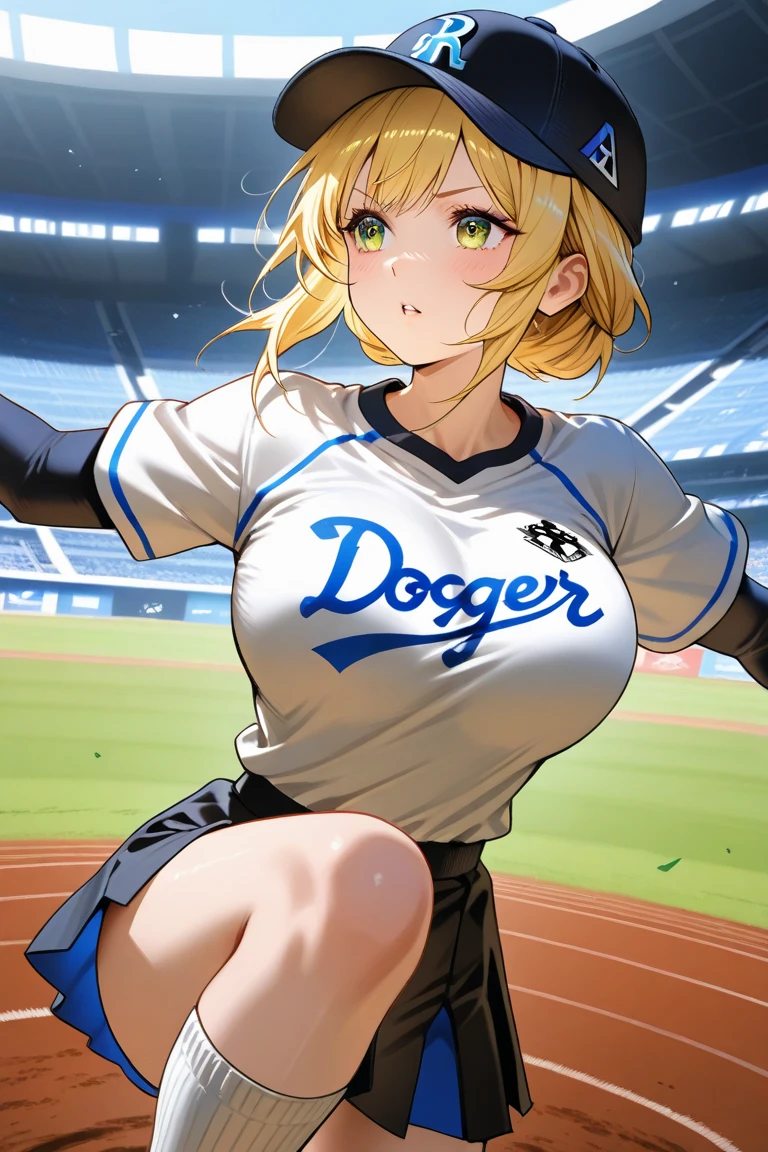 masterpiece, best quality, best detail, best proportion, best anatomy, best face, blush, best shaped breasts, very huge breasts, ((girls playing baseball):1.4), ((14 year old caucasian lowteen):1.3), ((half body shot):0.9), view from below, ((full nude):1.5), (nsfw:1.1) , cameltoe, sadly, tears, crying, (she is cumming now!), blush, (in a baseball ground (background)), (pubic hair), very wet,