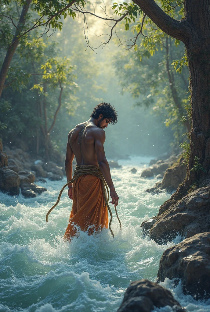 Vasudev ji, who is 60 years old, laid Krishna ji in a small bundle and Vasudev ji kept the bundle on his head while crossing the river in heavy rain. And 5 faces Sheshnag ji is protecting Krishna ji from rain