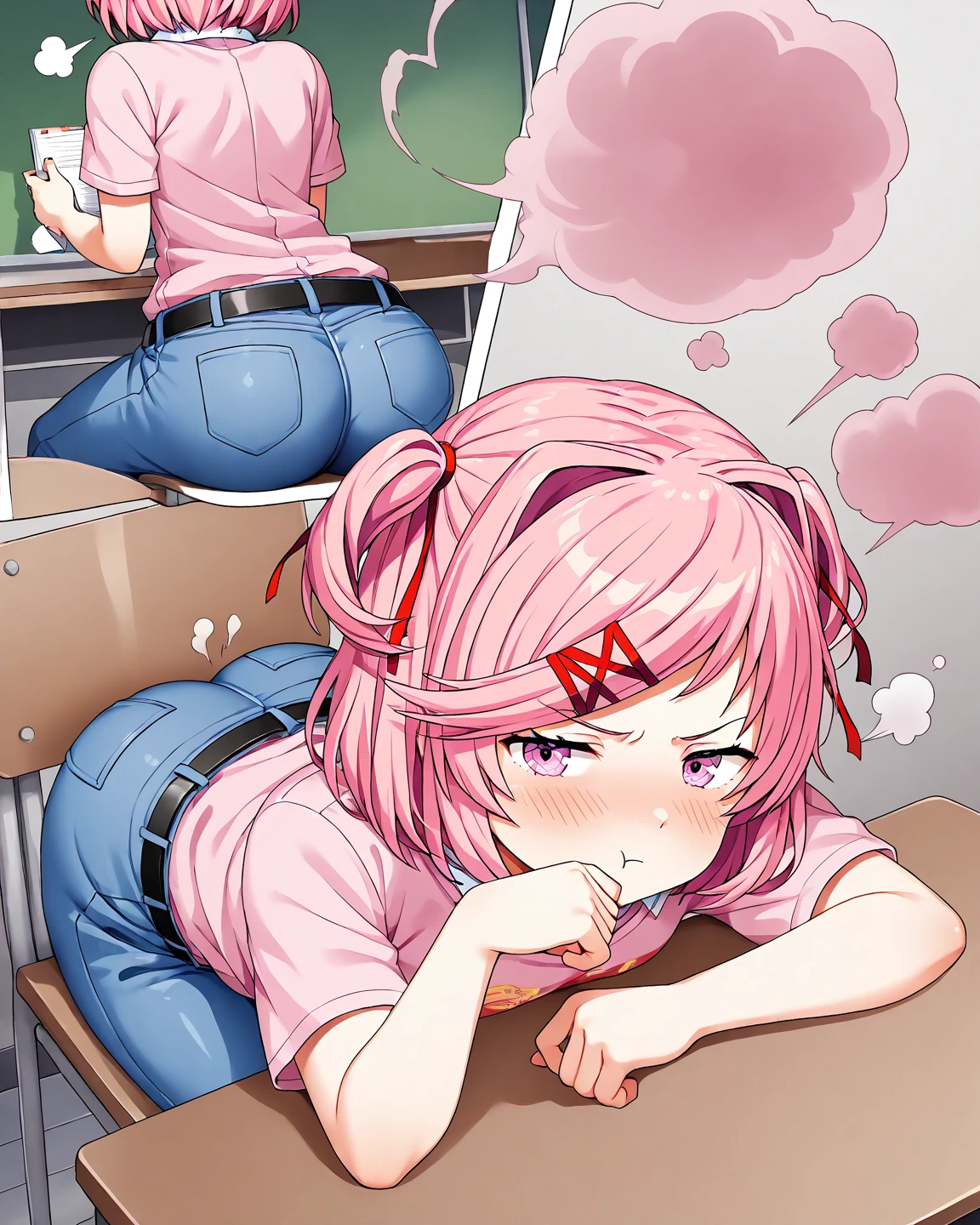 BREAK Perfect Anatomy、Highest quality、(High resolution:1.2)、Unbelievably absurd:1.3、Incredible illustrations、(Cute illustrations:1.2)、nsfw,(Beautiful background、night、classroom)、1gial(Pink hair、Wavy Hair、fucked silly、、(((9 years old female,short stature 1.2meters, slim 25kg))))(flat chest)( Sex preparation:1.2、top-down bottom-up),(public indecency,(((shackles,))))、(breathless,trembling,),pussy juice:1.2,How(anal,Sex),How in ass,(1fat boy),penis ,(school uniform,garter belt)(dutch angle)