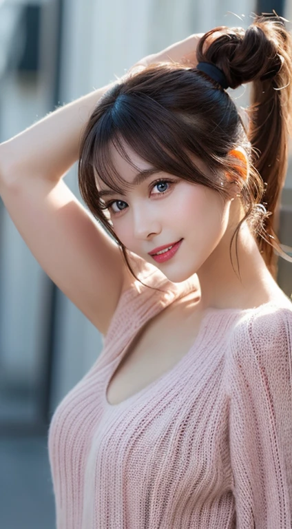 loraggl15, 1 girl, (ulzzang-6500:0.7), Kpop-Idee, yae miko, contrasting sleeves, nackten Schultern, pinkes Haar, lange Haare, japanische kleidung, Best quality, (Malerei:1.5), (Haarverzierung:1.35), Schmuck, lila Augen, Ohrringe, Breasts, torii, Cherry blossoms, Laterne Licht, depth of field, detailliertes Gesicht, Gesichtsfokus, Schleife_trimmen, (Betrachter betrachten:1.25), nicht traditionelle Miko, SHINY SKIN, Long sleeve, smile, Dicke Lippen, Spiel-CG, Hands on lips, ostasiatische Architektur, (unscharfer Hintergrund:1.2), Sitzung, upper body,