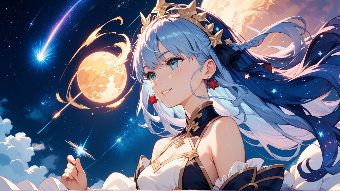 (best quality, masterpiece:1.2),
1girl, (ultra-detailed), (illustration), (detailed light), (an extremely delicate and beautiful), a girl, cute face, upper body, two legs, long dress, (beautiful detailed eyes), stars in the eyes, messy floating hair, colored inner hair, Starry sky adorns hair, (lots_of_big_colorful_Bubble), pearl, (Galaxy:1.6), depth of field,
mocha