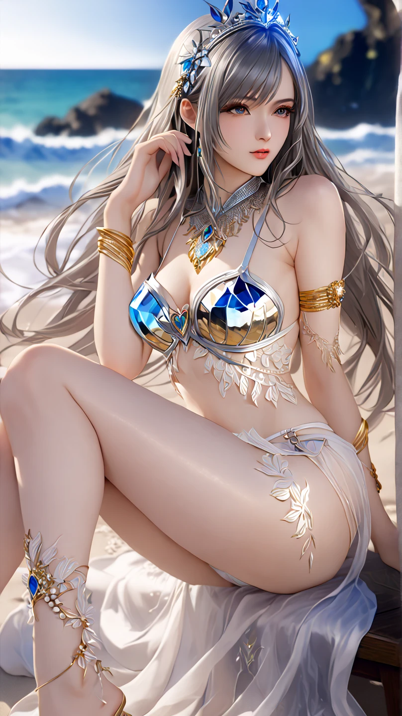 realistic, 1 women, best quality, 12k, HD, long hair, big round breasts, cleavage, ponytail, necklace, jewelry, shorts, short jacket, slim hips, hair tie, yellow eyes, black hair, super detailed, Eye details, hair details, person details, mouth details, face details, breast details, clothes details, hair details, pants details, hand details, whole body