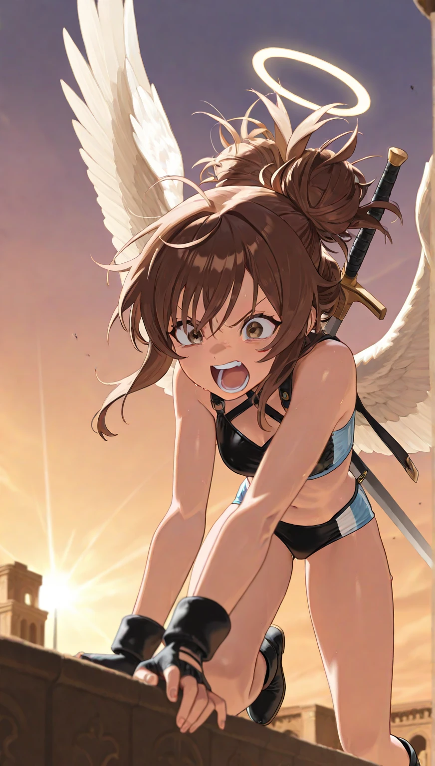 jump shipping nudist、Torn clothes scattered around、Unstable buoyancy sandstorm、amazing dynamism、great angle、