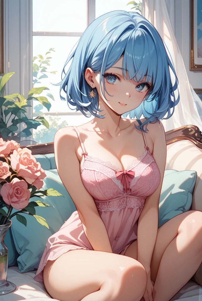 (Sky blue hair),(Braided short hair), (Pink Eyes),Fair skin) ,(whole body),(one person's),(Embarrassed),(The background is a school classroom),(Heart lettering on a blackboard),(Heart-shaped chocolate),(Hand it forward with both hands),(Sailor suit),(valentine's day),(masterpiece, Highest quality, Very detailed, Best Shadow), (Detailed Background), (Beautifully detailed face), High Contrast, (Best lighting, Very delicate and beautiful), ((Cinematic Light)), Hyper Detail,8k, Dramatic Light, Intricate details,High quality