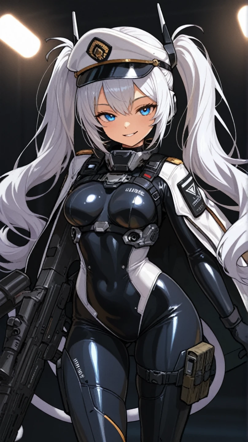 masterpiece, best quality,
solo,
close-up, cowboy shot,
facing viewer,
soft smile, light smile,
<lora:lrfactory-MamiDraws-v2:1>, , 1girl, white eyes, grey eyes, white long hair, parted hair, parted bangs, medium breasts,, , wing hair ornament, zig-zag_pattern, valkyrie, armored skirt, black bodysuit,