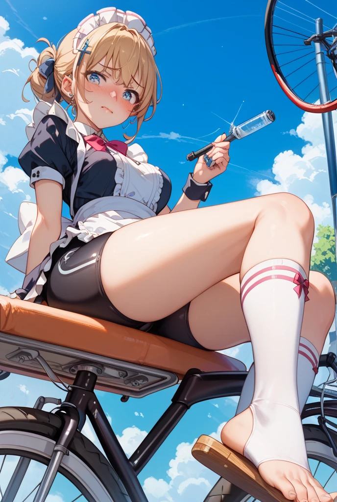 (masterpiece,best quality, ultra quality, ultra resolution,sharp focus, ultra detailed,Super fine illustration,gleaming skin), ,cute girl,cute anime face, blush,closed eyes,(scream,sexual_climax), (looking away,pee,peeing,from side:1.2),leaning forward,(cute_clothes),(horizontal bar, masturbation:1.5),cowboy shot,short hair,
,(in park play equipment:1.2),have too pee, peeing self