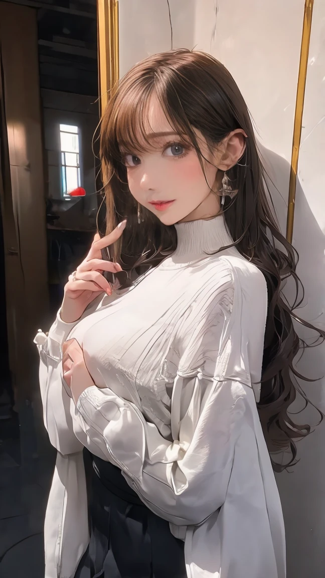 (masterpiece, highest quality, highest quality, Official Art, Beautiful and aesthetic:1.2, Cinematic lighting、Key light at 45 degrees from the front, Fill Light、Soft backlight),
Beautiful Face、Perfect round ass、The body is slim、Fit and body、Pale skin、Shiny, bright eyes、Long eyelashes、Glossy face、Pervert woman、Beautiful mature woman,
(Oily skin、Glowing Skin、Realistic skin texture、Beautiful skin in every detail、Shiny skin),
A 23-year-old 、(Cute:1.5)、
((Open your mouth:1.2))、masterpiece,highest quality,High resolution,Very detailed,skinny,,((Captivating smile ))、(skinny Black hair)Choker,Earrings,Big cleavage、(Light-colored off-the-shoulder tight sweater dress:1.5)、,Race,(( Perfect Fingers )) , indoor,(Open the front door 1.2),((sexy Gestures:1.5, A flirtatious, sexy face、A sweet, ecstatic face:1.5, Open your mouth and look at me))、Heavy breathing , (Lip gloss, eyelash, Terrible face, highest quality, Ultra-high resolution, Wide Lighting, Natural Shading), Absolute area、
Accurate 5-finger、Accurate human body、The perfect human body、The most beautiful face, true to the human body、Correct five-finger、The perfect human body、Someone knowledgeable、Highly detailed face and skin texture、Natural neck length、(beautiful Hands)、beautiful, Long, slender legs、Straighten two legs、Straighten two arms、(AHEGAO face:1.8, steam:1.2, sweat, Vulgarity:1.3),(((Big Breasts:1.2)))