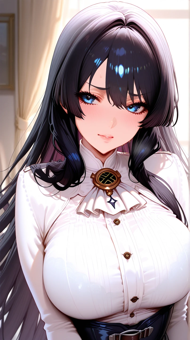 Anime girl with long deep blue hair and colorful eyes lying down on a bed, Shy girl, Girl with deep blue hair, 1K anime style, anime art wallpaper 2k, anime art wallpaper 2k, anime art wallpaper 2k, beautiful animated portrait, beautiful anime girl, 2k anime wallpaper, anime girl portrait, beautiful anime woman, cozy firplace with cozy clothing.