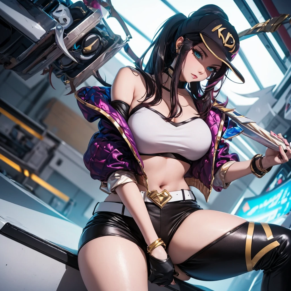 (((highly detailed))), ((blue short sleeved police uniform,fitted design, gold trim, brass buttons, double-breasted, high collar, black and gold belt, black leather gloves, police badge, utility belt with pockets, handcuffs, ammunition, blue pants, black leather knee-high boots with gold accents, sturdy and practical design))(tall and slender, blue eyes, blue hair, sharpshooter, high-tech rifle, leather gloves, metal buckles and buttons, sleek and elegant, stylish outfit, confident, poised demeanor),best quality, intricate details, full body, (sfw:1.2),spotlight, light rays, looking at viewer, ultra realistic 8k cg, picture-perfect face, flawless, clean, masterpiece, professional artwork, famous artwork, cinematic lighting, cinematic bloom, perfect face, beautiful face, beautiful eyes, ((perfect female body, narrow waist)), gorgeous queen, royal, divine, goddess, godlike, fantasy, dreamlike, unreal, science fiction, medium breasts, beautiful clothes, lace, lace trim, lace-trimmed legwear, absurdly long hair, very long hair, (rich:1.4), prestige, luxury, jewelry, diamond, gold, pearl, gem, sapphire, ruby, emerald, intricate detail, delicate pattern, sexy, charming, alluring, seductive, erotic, enchanting, hair ornament, necklace, earrings, bracelet, armlet,