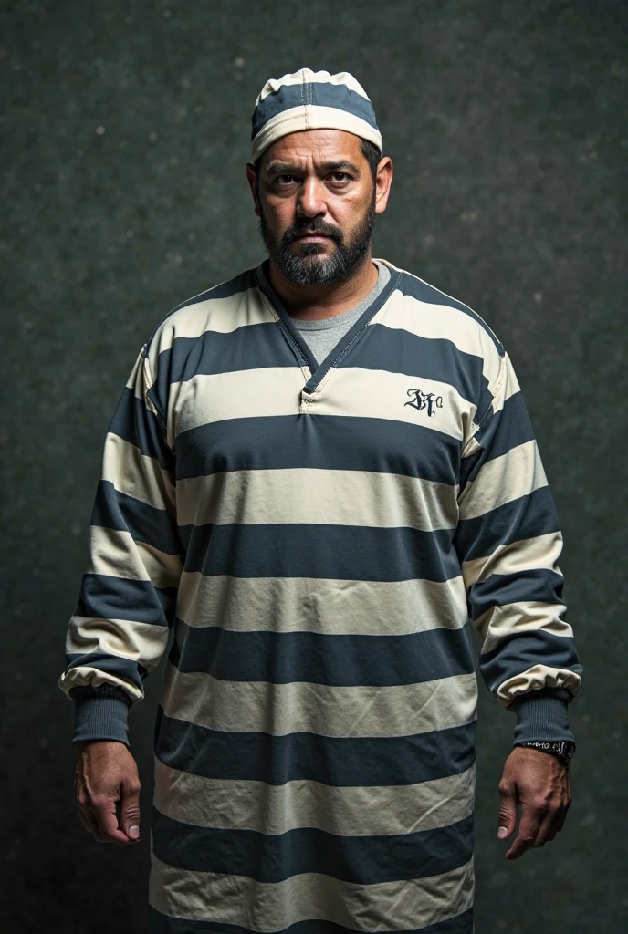 (((Retrato em Meio corpo))) de Um policial (((fat with non-standard body))) e sem camisa, barbudo, corpo peludo, vestindo cap de policial e calca preta de policial. Delalhes, Grande protuberancia dos orgaos genitais, masculo. Sentado em uma escada de contrucao. Scenery of shed under construction, iluminacao do sol pelas janelas. Cinematica, detalhes intrincados, uhd
