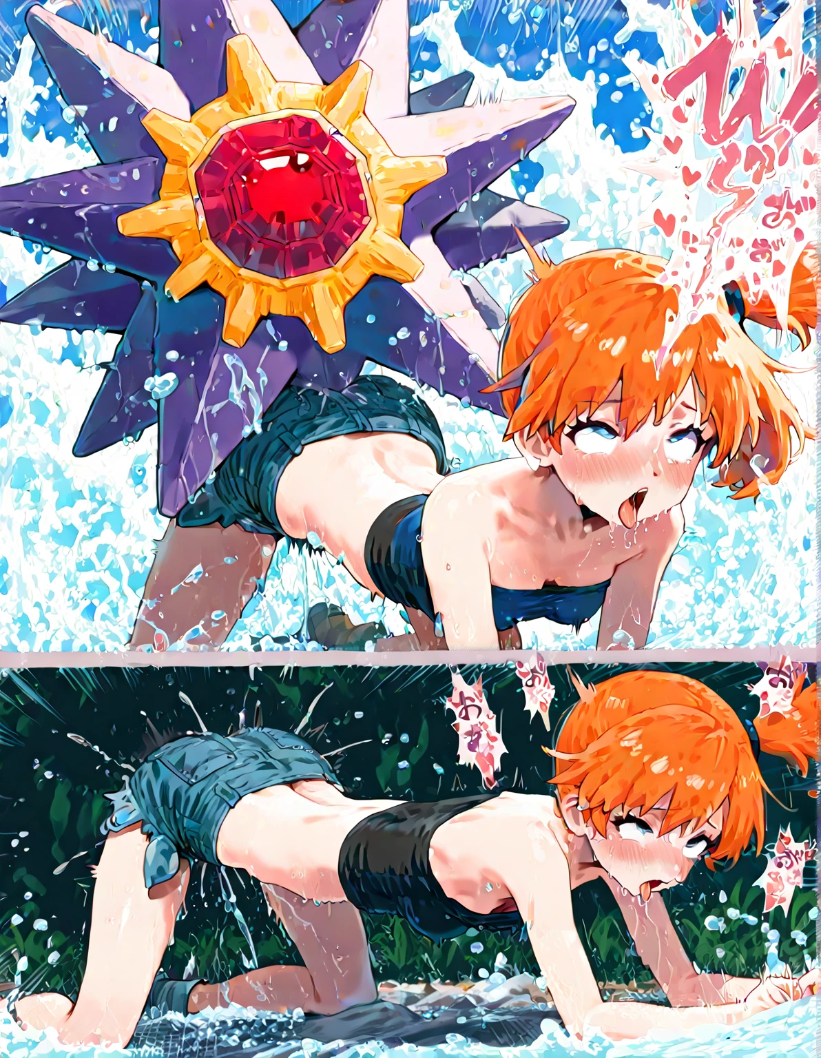 Orange Hair, Brown eyes, Redhead, short hair, Disarray, Hinata Shoyo, speed, swimmer, hyper testicles, NUDE