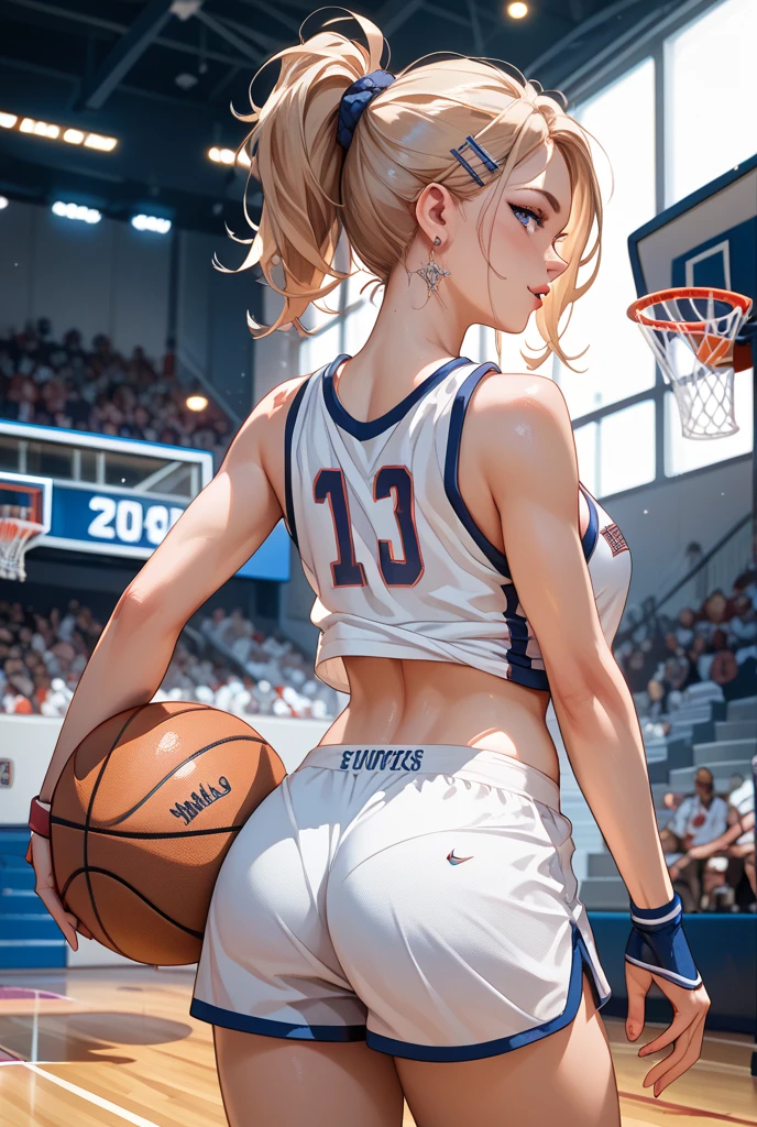 Shoot a three-point shot in a basketball game,
Ultra-realism, Detailed and realistic skin texture, Detailed and intricate texture, Detailed and intricate brushwork, Detailed and clear depiction, Anatomically correct, Absurd Aesthetic,
Sweat all over, pleasure, Aesthetic, sense of superiority, Charm, confidence, Fascinating, Alluring, adult, sexly,
BREAK A Bold Perspective, Inspiring composition,
attractive back, Confidence of victory, Aesthetic,
dramatic cinematographic lighting,
Backlight, A dark background that makes the subject stand out,
Transparent Full color,
Rear shot, Dynamic wide full body shot, ankle in of frame, (shot from below:1.3),
BREAK Re-drawing into a clear and vivid work, highest quality render, Highest quality, Highest Resolution,