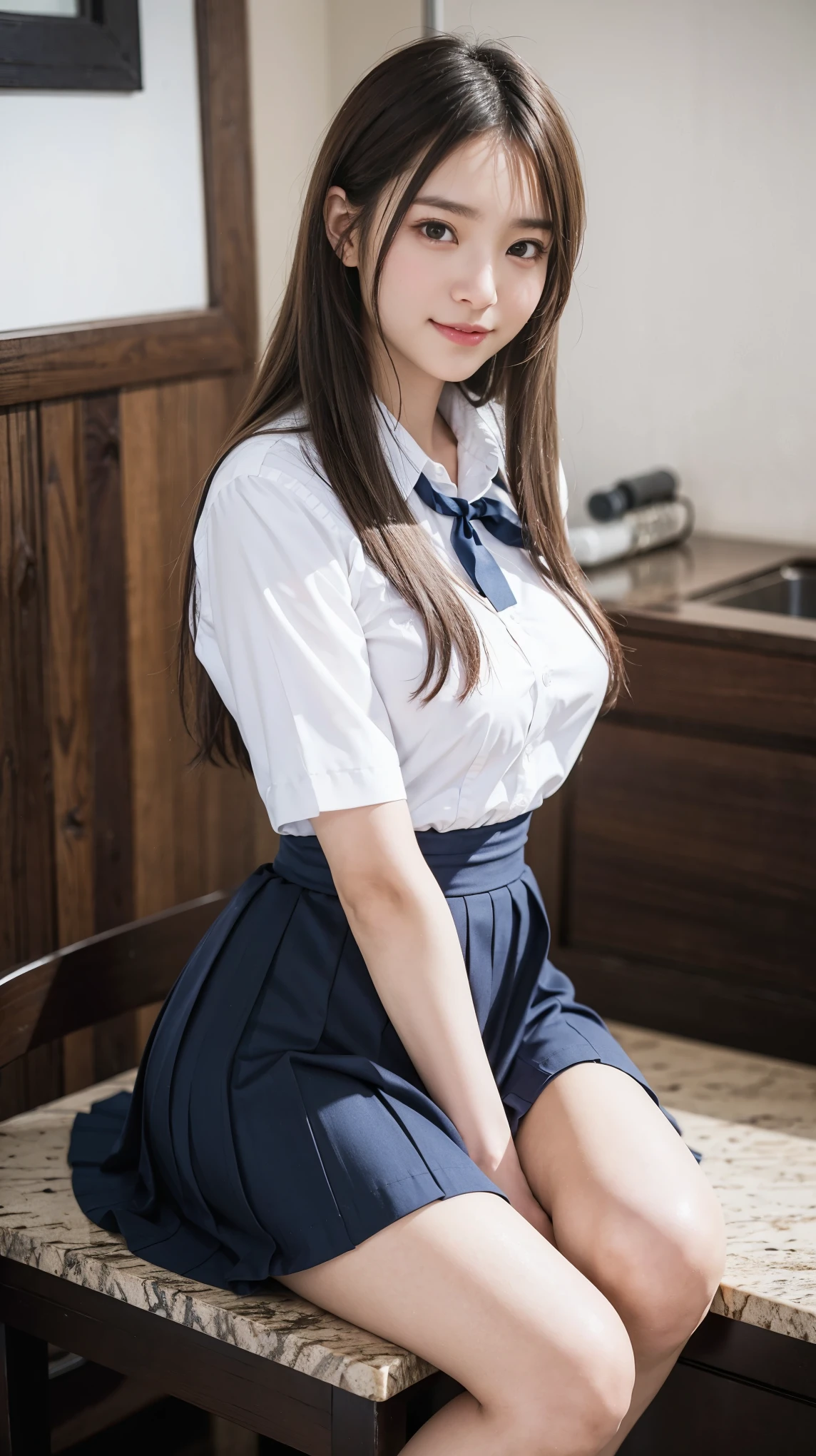 (NSFW:1.5)、Highest quality、Very detailed、Very detailed CG Unity 8k 壁紙、masterpiece、Photorealistic、Bright lighting、1、high school girl、very cute、Face Light、Innocent big eyes、((Droopy eyes))、(Watery eye)、Earrings、necklace、((Ecstasy face))、Please open your mouth a little、blush、(Long pink hair with bangs)、Glowing Skin、Pure white skin、Big and ample breasts、((Perfect Anatomy、Thin hands、Thin fingers、Perfect Fingers))、(Short-sleeved white sailor suit:1.5)、(The sailor uniform's chest area is widely open.、Her large breasts are exposed:1.3)、(The sailor uniform's chest area is widely open.、Nipples fully exposed:1.3)、((Navy pleated mini skirt:1.5))、Angle from below、((Spread your legs wide:1.5))、(Lift your legs straight up)、(Very thin white panties、White string panties are exposed:1.5)、(I can see her white string panties:1.5)、(Her white thong panties were digging into her pussy.、Genitals are exposed:1.3)、((Thin thighs))、((Thin legs))、White Short Socks、In a hotel bed、