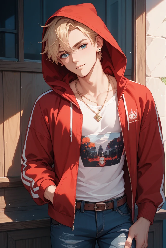 Crie um garoto de anime com 10 anos de idade, canelos brancos, olhos vermelhos claros e uma espada nas costas, usando roupas pretas