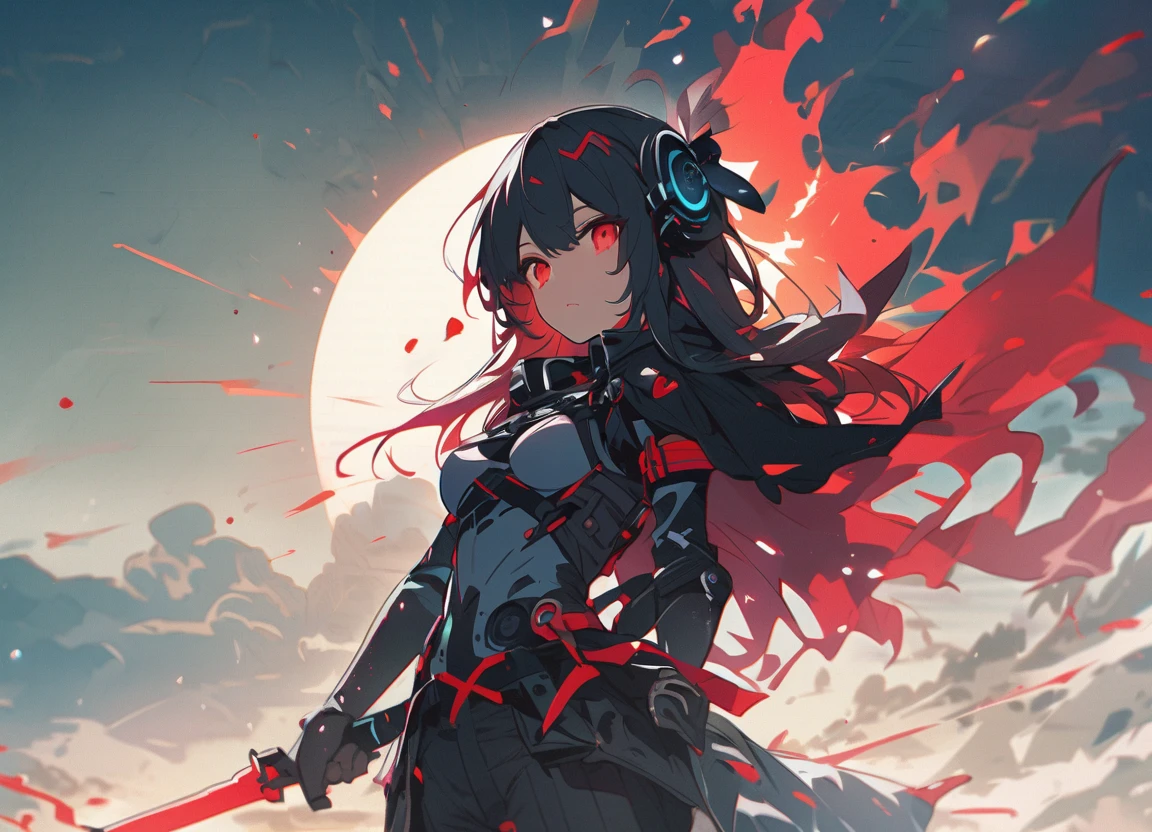 最high resolution,high resolution,Legendary Assassin, Beautiful Teenage Woman,Small breasts,black hooded coat , Grey Shirt,Black pants,Fearless smile, Red lips, Black Hair, Red eyes, realism, Night city view from the top of a skyscraper,Neon Town,Digital Painting, Concept Art, Smooth, Sharp focus, Three-part method, Style Psycho,Detailed Eyes,assassin&#39;s creed