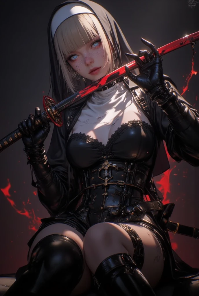 there is a woman with a knife and blood on her body, guweiz on artstation pixiv, fanart best artstation, guweiz on pixiv artstation, best of artstation, wlop rossdraws, artwork in the style of guweiz, wlop and ross tran, trending on artstation:3