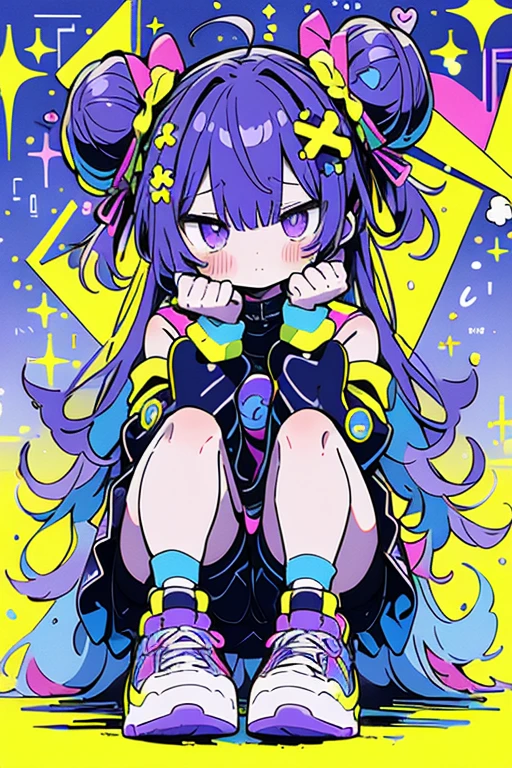 Purple anime girl, nightcore anime girl, purple, neon, nightcore, anime, girl,