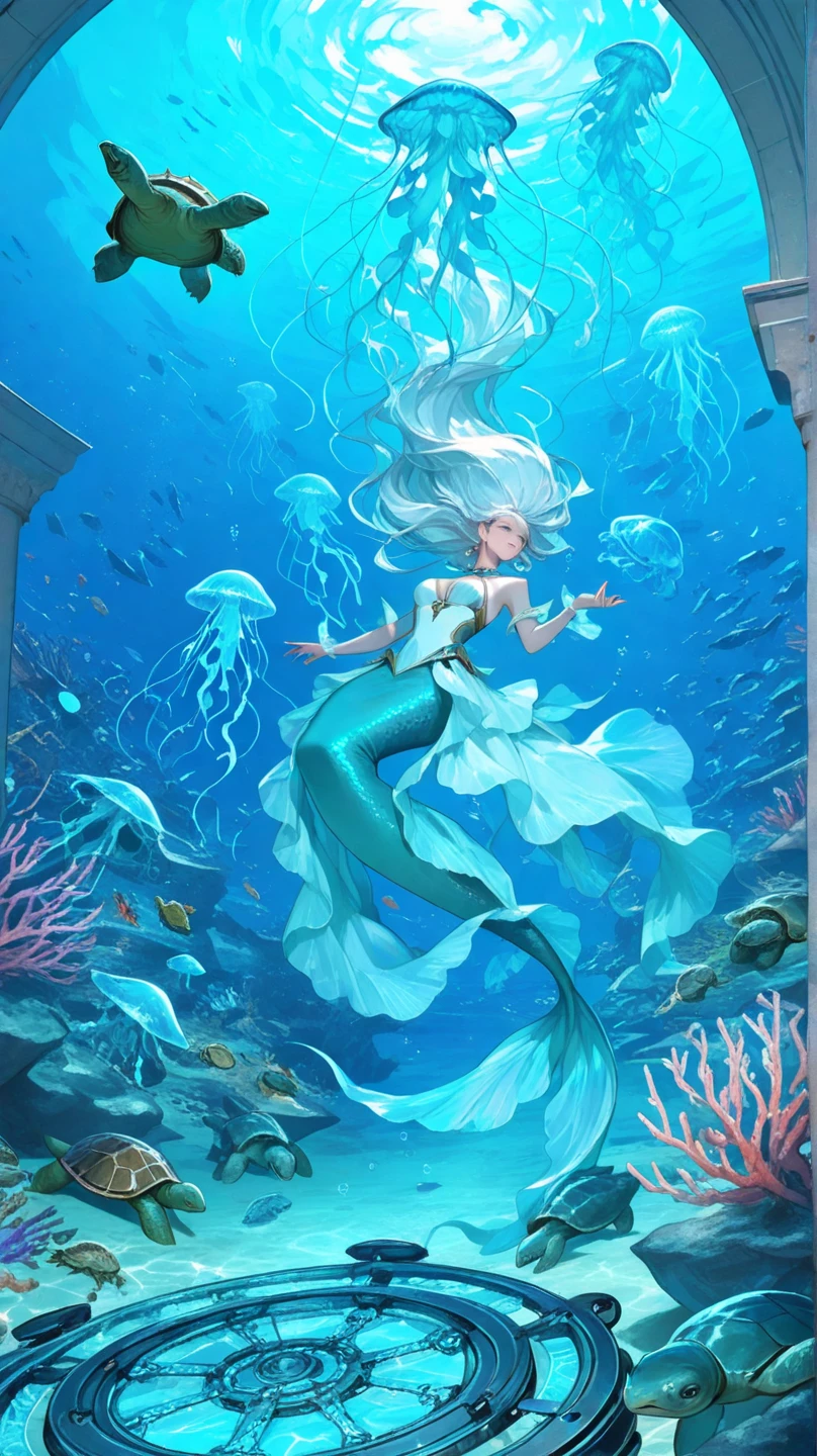 una sirena, con un estilo de arte parecido al del cineasta del guillermo del toro