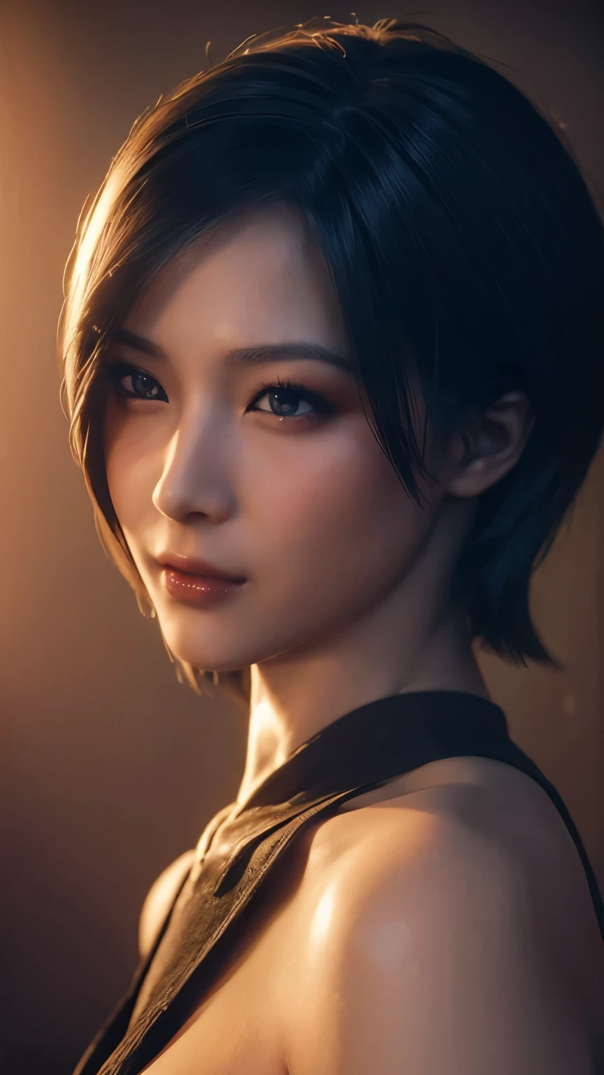 Hair cut short、Dark skinned tomboy girl, An illustration:Aoiro Studio、Komori Masaaki, Super detailed, Neon Light, Cinema Lighting, Matte Paint, Painted in oil painting style, Trending on Art Station, modern art, Surreal and dreamy atmosphere.